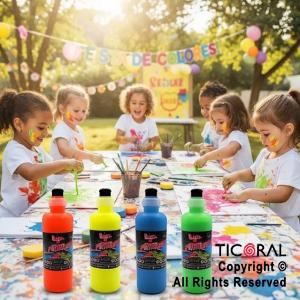 LLUVIA DE PINTURAS NEON COLORES SURTIDOS ( PACK 6 BOTELLITAS DE 250cc c/u.)
